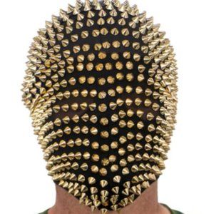 Men Women Stylish Fashion See Through Full Face Mask W/ Gold Spikes